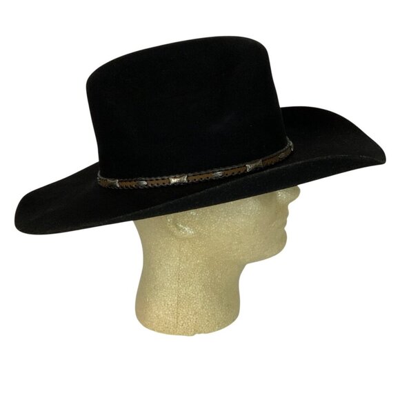 Justin Weston Black Fur Felt 6x Cowboy Hat By Milano Hat Co Size 7-1/8 Western - Picture 5 of 12
